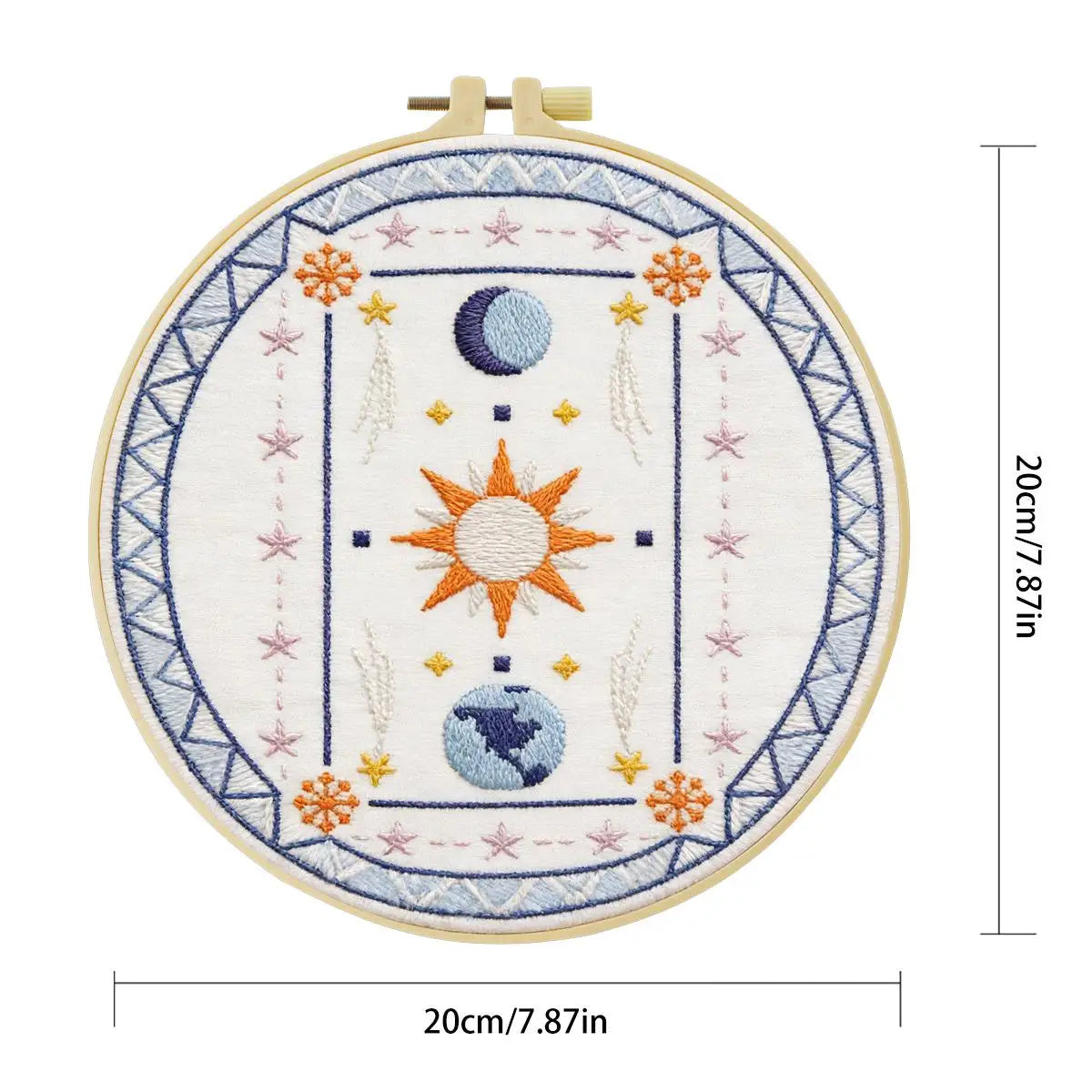 Sun Moon Celestial Embroidery Kit – DIY Boho Astrology Hoop Art for Beginners & Craft Lovers