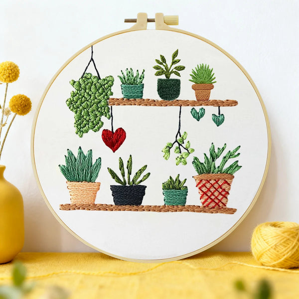 Potted Plants Hand Embroidery Kit
