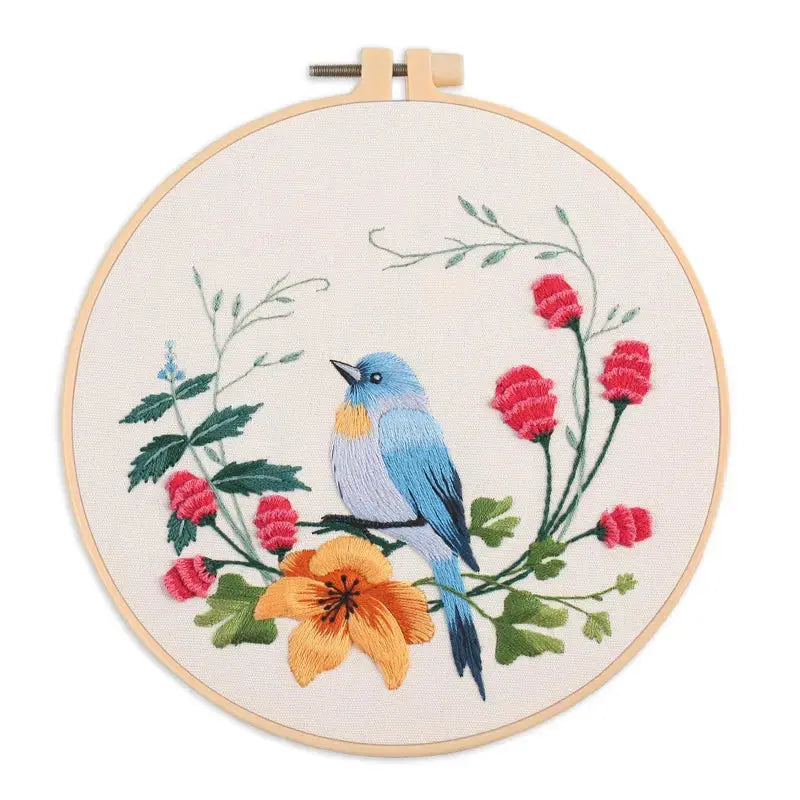 Bird & Butterfly Hand Embroidery Kit The Stichers Heavane