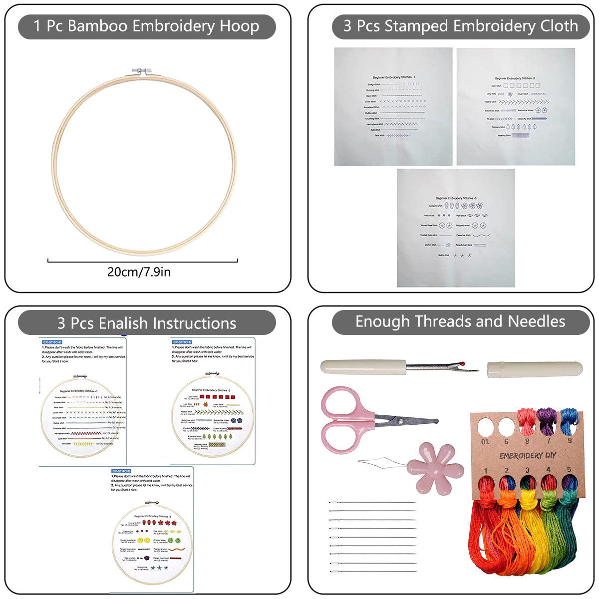 30-Stitch Beginner Embroidery Sampler Kit ⭐ Kits For Stitchers