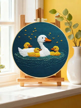Mother Duck & Ducklings Embroidery Kit – Cute Farm Animal DIY Sewing Craft, Nursery Wall Art Hoop Decor