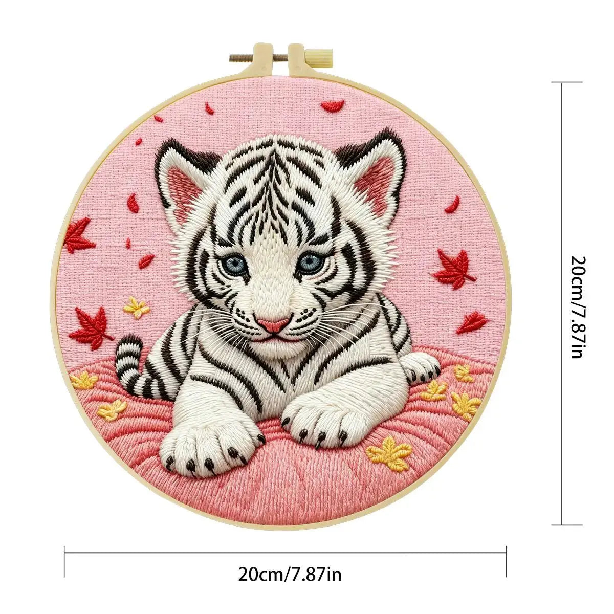 Snow White Tiger Cub Embroidery Kit 🐯🤍🌸 Kits For Stitchers