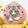 Snow White Tiger Cub Embroidery Kit 🐯🤍🌸 Kits For Stitchers
