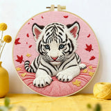 Snow White Tiger Cub Embroidery Kit 🐯🤍🌸 Kits For Stitchers