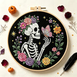 Floral Skeleton Embroidery Kit – Set of 3