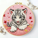 Snow White Tiger Cub Embroidery Kit 🐯🤍🌸 Kits For Stitchers