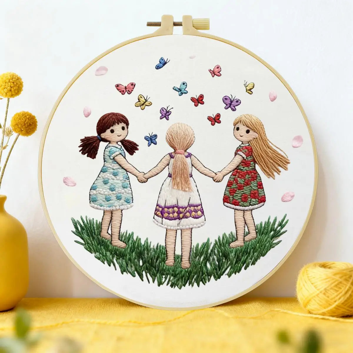 Best Friends Embroidery Kit for Beginners – DIY Girls Hand Embroidery Hoop Set