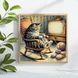 Grandma Cat Knitting Club Cross Stitch Kit 🧶🐱📺 Kits For Stitchers