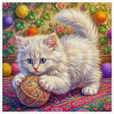Playful White Kitten Cross Stitch Kit 🐱🧶🧵