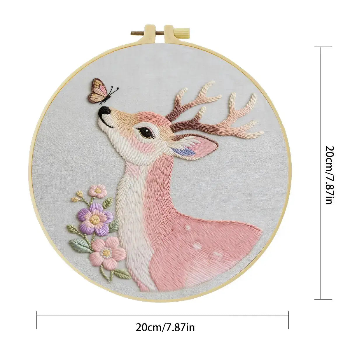 Pink Deer & Butterfly Embroidery Kit Kits For Stitchers