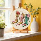 Floral High Heels Embroidery Kit – Fashion Shoes DIY Hand Embroidery Hoop Art Set