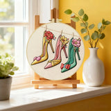 Floral High Heels Embroidery Kit – Fashion Shoes DIY Hand Embroidery Hoop Art Set Kits For Stitchers