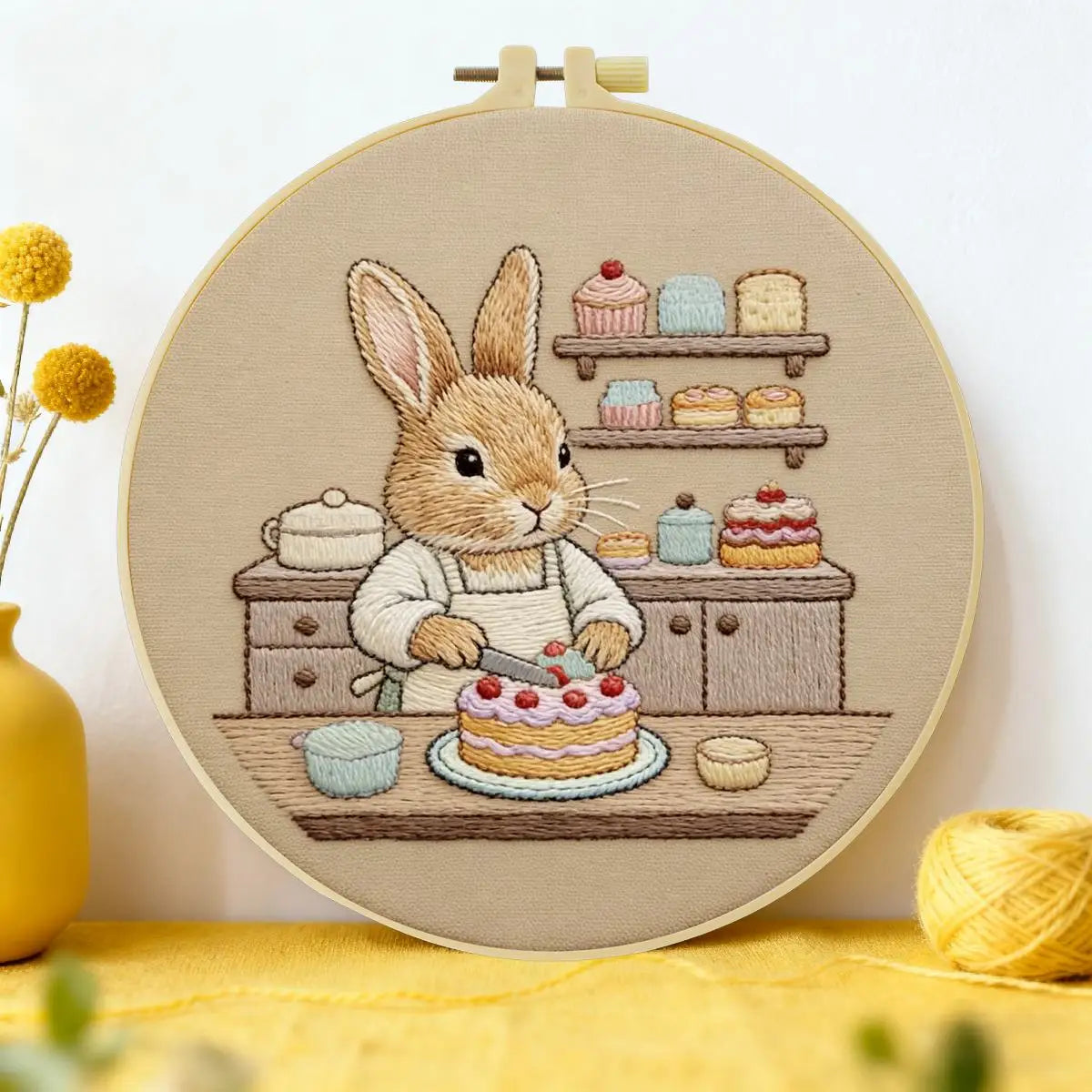 Rabbit Cake Maker Embroidery Starter Kit