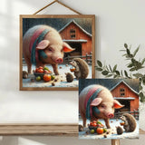 Pig & Hedgehog Friends Cross Stitch Kit 🐷🦔🍎❄️✨ Kits For Stitchers