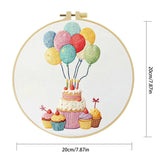 Handmade Birthday Cake Embroidery Hoop Wall Art – Colorful Balloon Party Decor