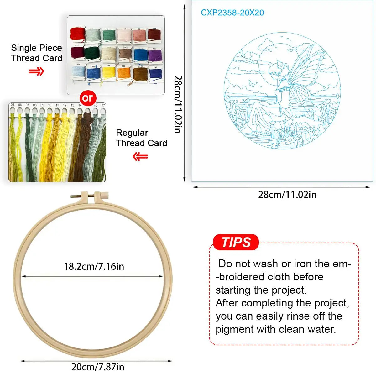 Moonlight Butterfly Fairy Embroidery Kit – Fantasy DIY Hand Embroidery Hoop Art Set
