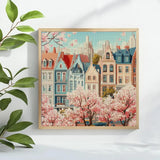 Spring Blossoms Cityscape Cross Stitch Kit 🌸🏙️✨ Kits For Stitchers