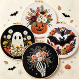 Spooky Floral Halloween Embroidery Kit – Set of 4