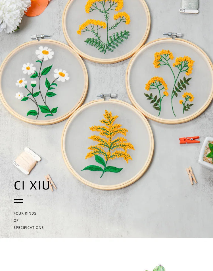 Transparent Double-Sided Flower Embroidery Starter Kit