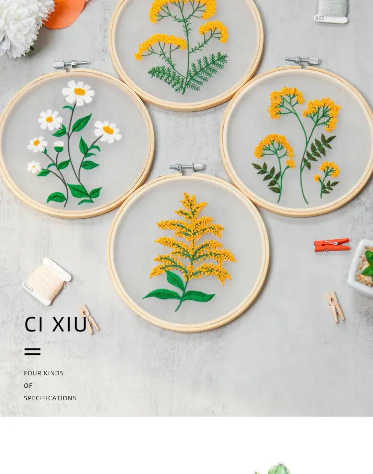 Transparent Double-Sided Flower Embroidery Starter Kit The Stichers Heavane