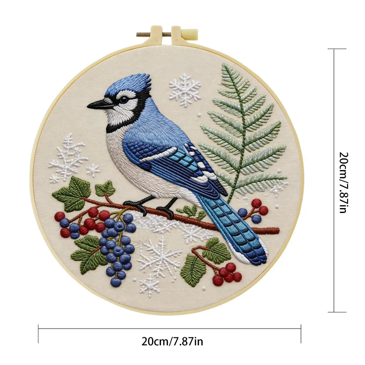Blue Jay Bird Embroidery Kit for Beginners – DIY Nature Hand Embroidery Hoop Set