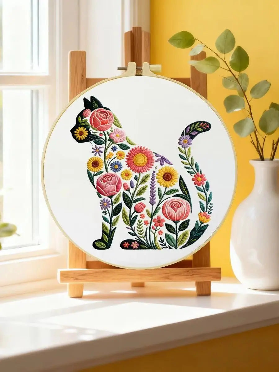Flower Cat Embroidery Starter Kit