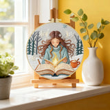 Winter Girl Reading Embroidery Starter Kit DIY – Beginner Cozy Book-Themed Hand Embroidery Kit Kits For Stitchers