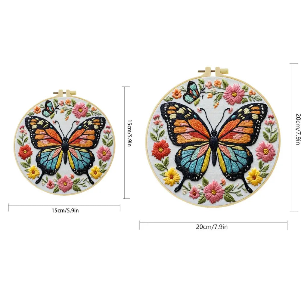 Vibrant Butterfly Hand Embroidery Kit The Stichers Heavane