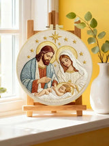 Holy Family Nativity Embroidery Kit – Jesus Mary Joseph Religious DIY Hand Embroidery Hoop Art, Christian Christmas Wall Decor Craft Kits For Stitchers