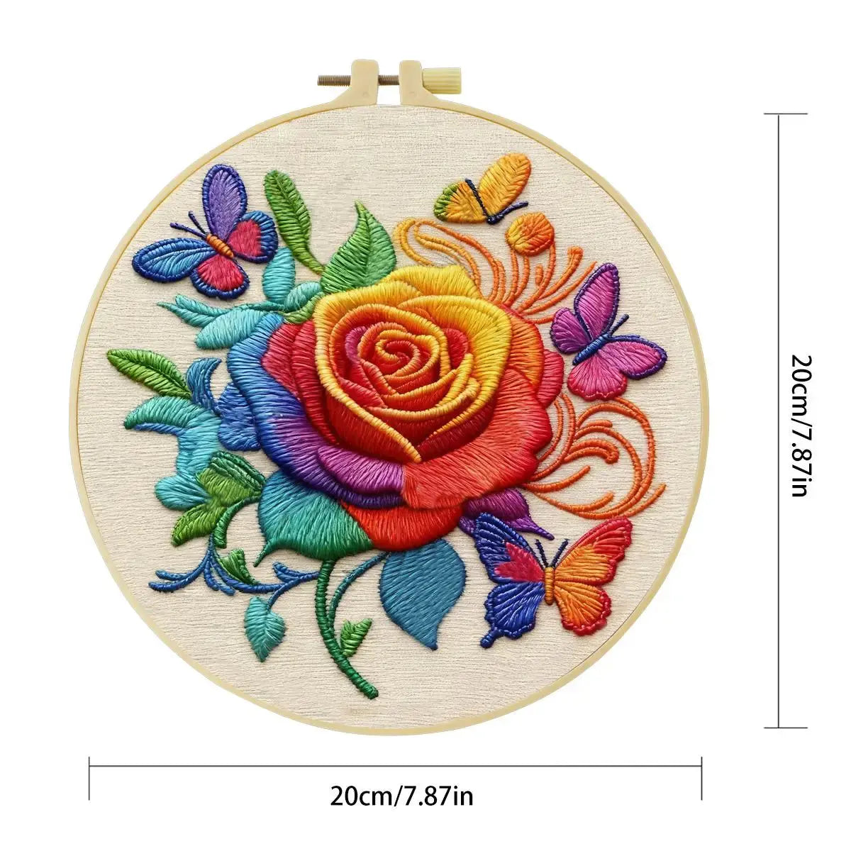 Rainbow Rose & Butterflies Embroidery Kit Kits For Stitchers