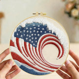 American Flag Wave Embroidery Kit Kits For Stitchers