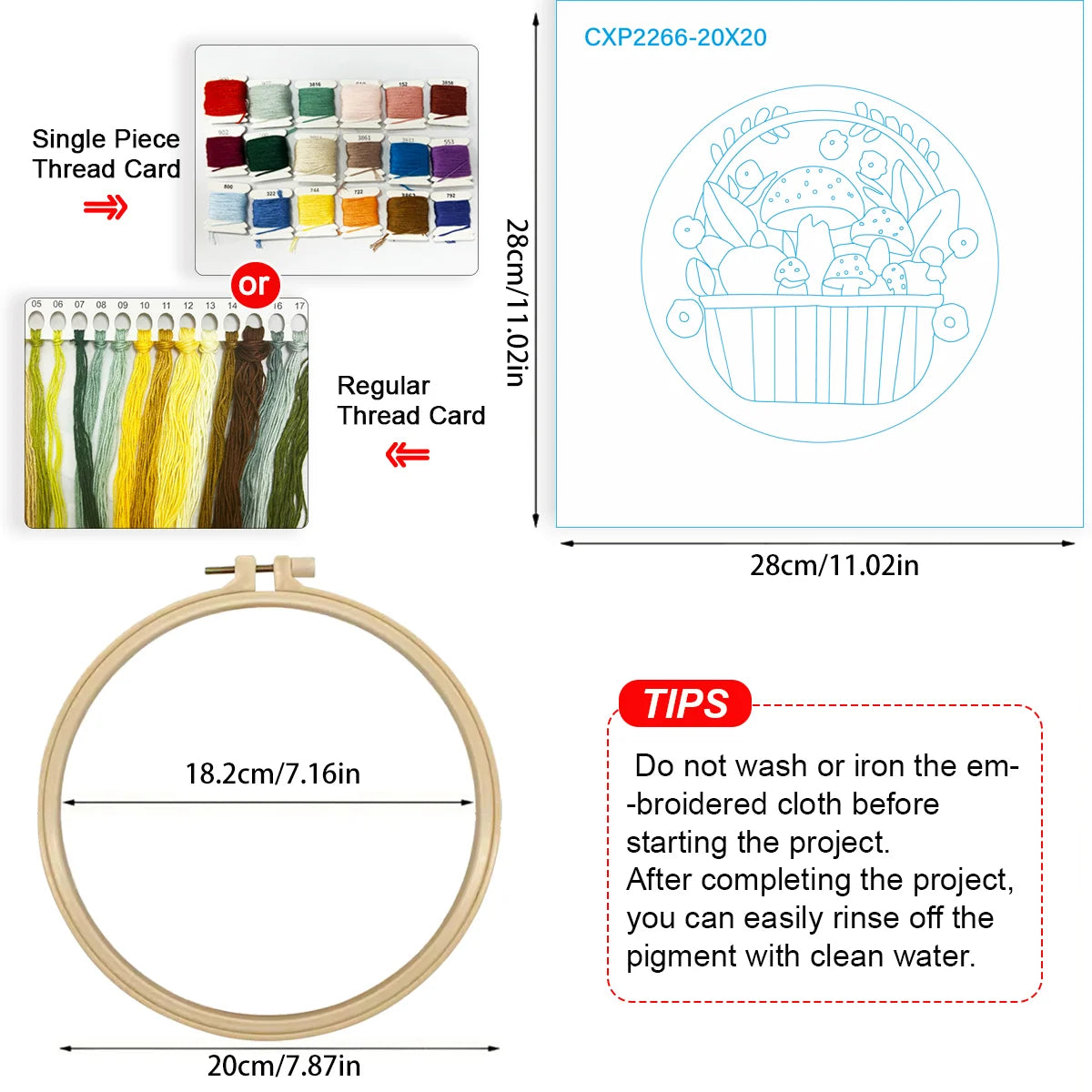 Hand-Embroidered Mushroom Basket Wall Art – Woodland Hoop Decor