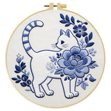 Blue Blossom Cat Embroidery Kit Kits For Stitchers