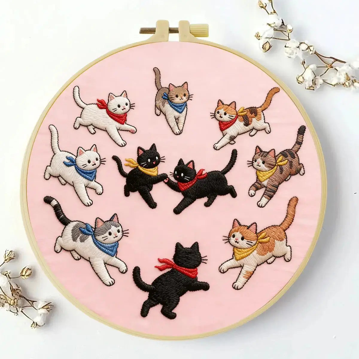 Playful Cats Embroidery Kit Kits For Stitchers