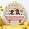 Dachshund Bath Time Embroidery Kit – Cute Sausage Dog DIY Hand Embroidery Hoop Art Set 🛁🐾 Kits For Stitchers