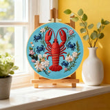 Lobster & Blue Crabs Embroidery Kit โ Colorful Coastal Floral Design Kits For Stitchers
