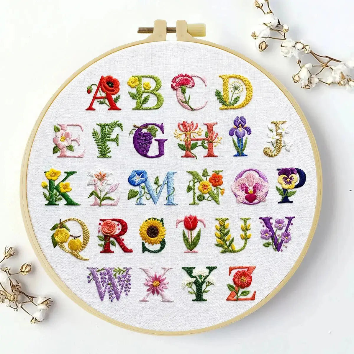 Floral Alphabet Embroidery Sampler Kit Kits For Stitchers
