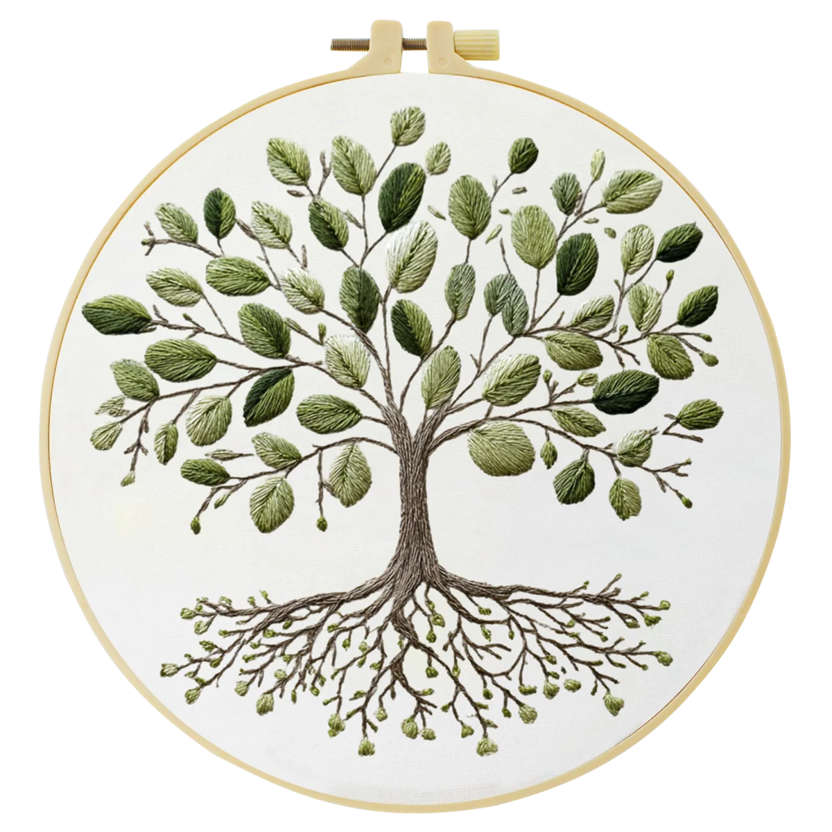 Tree of Life Embroidery DIY Kit – Botanical Nature Beginner Stitching Kit with Hoop, Pattern