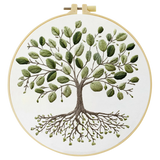 Tree of Life Embroidery DIY Kit – Botanical Nature Beginner Stitching Kit with Hoop, Pattern