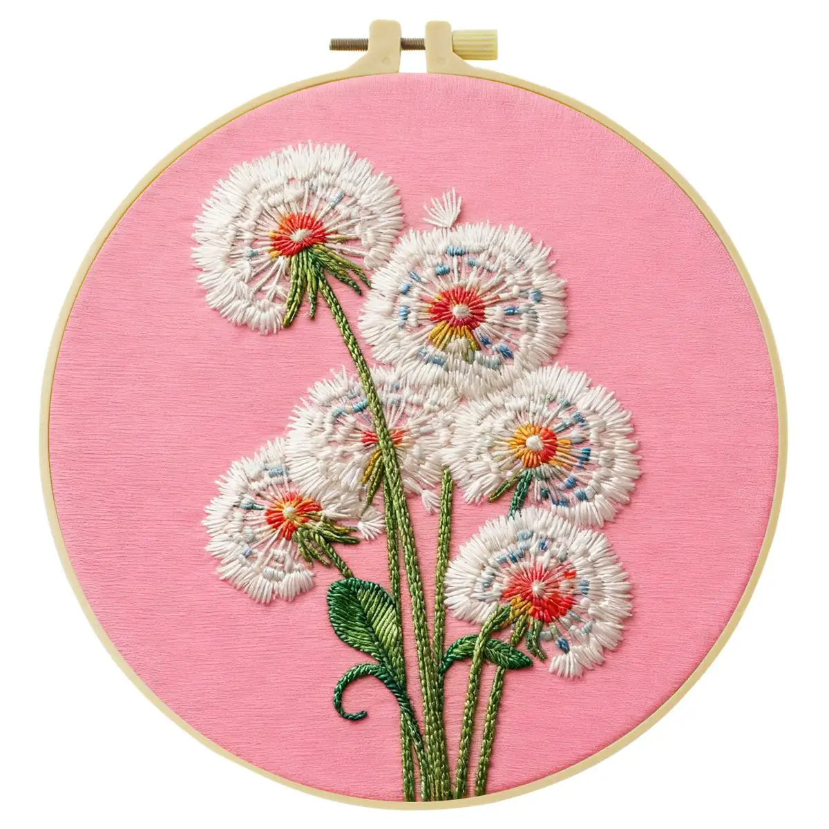 Dandelion Flower Embroidery Kit – DIY Botanical Hoop Art for Beginners & Nature Lovers