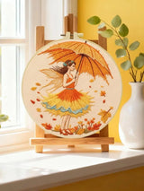 Autumn Fairy Embroidery Kit – Whimsical Fall DIY Hand Embroidery Hoop Art Set
