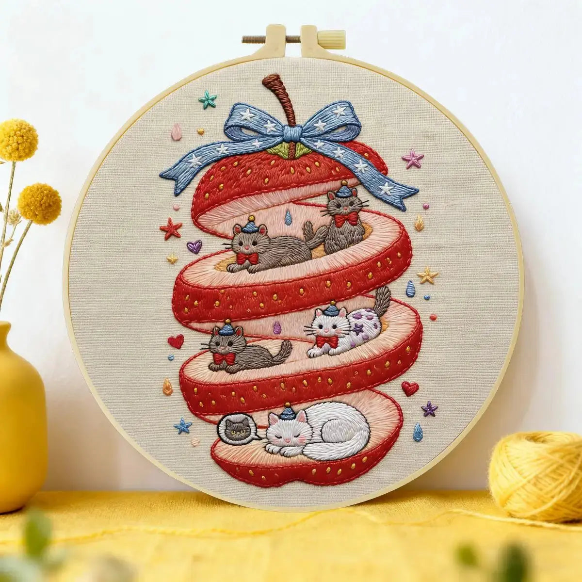 Strawberry Kitten Haven Embroidery Kit Kits For Stitchers