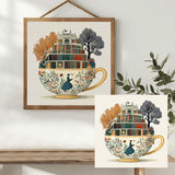 Enchanted Library Teacup Cross Stitch Kit 📚☕🌿✨