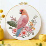 Pink Parrot Embroidery Kit