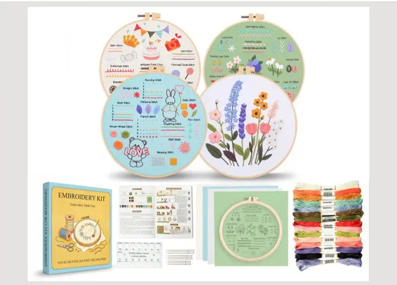 4-Piece Beginner Embroidery Learning Kit Kits For Stitchers