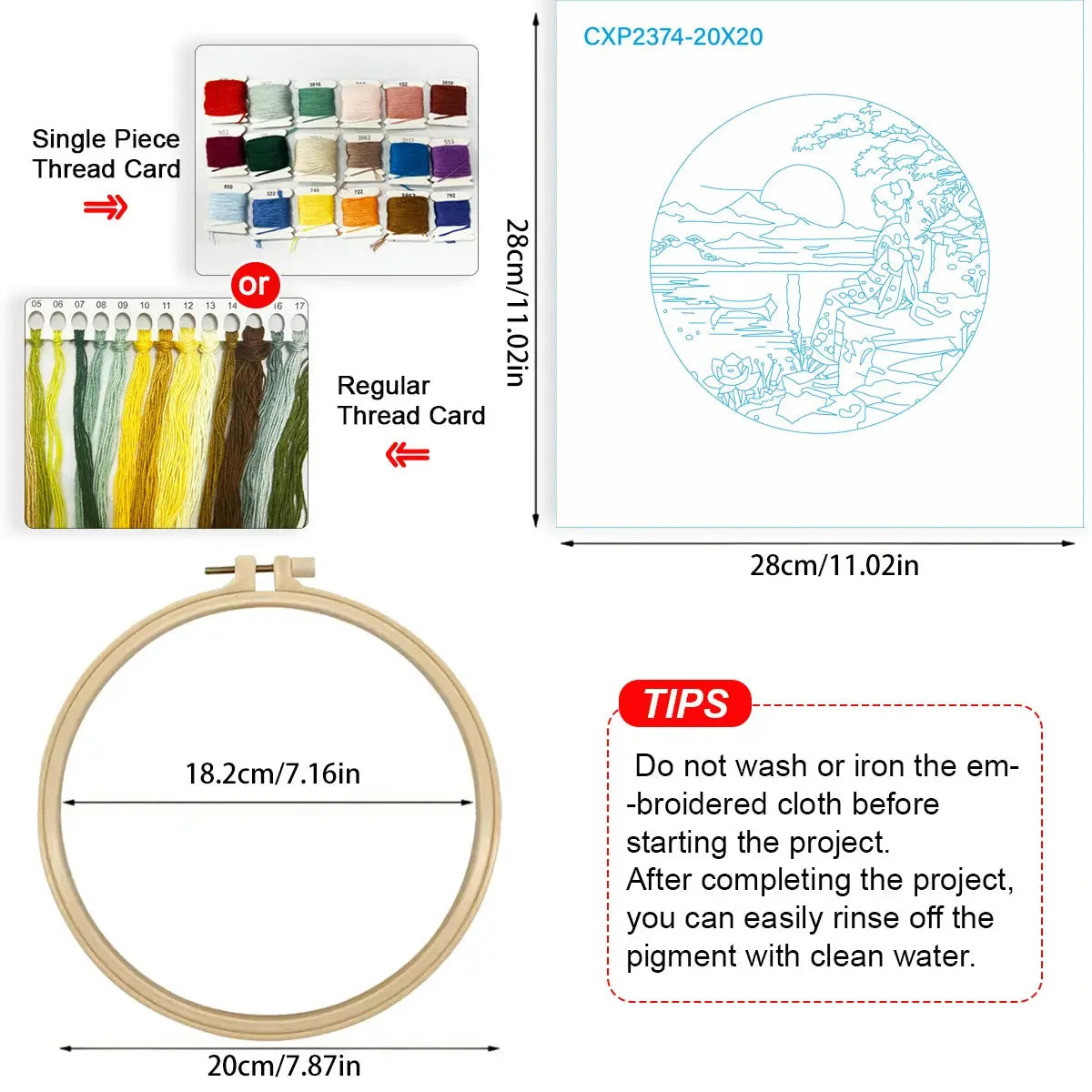 Japanese Sunset Landscape Embroidery Starter Kit – DIY Scenic Kimono Sewing Art Set for Beginners Kits For Stitchers