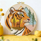 Majestic Tiger Embroidery Kit – Wildlife Forest DIY Hand Embroidery Hoop Art Set