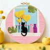 Black Cat & Heart Balloons Window Embroidery DIY Kit – Cute Home Decor Hand Stitching Craft with Hoop & Threads The Stichers Heavane