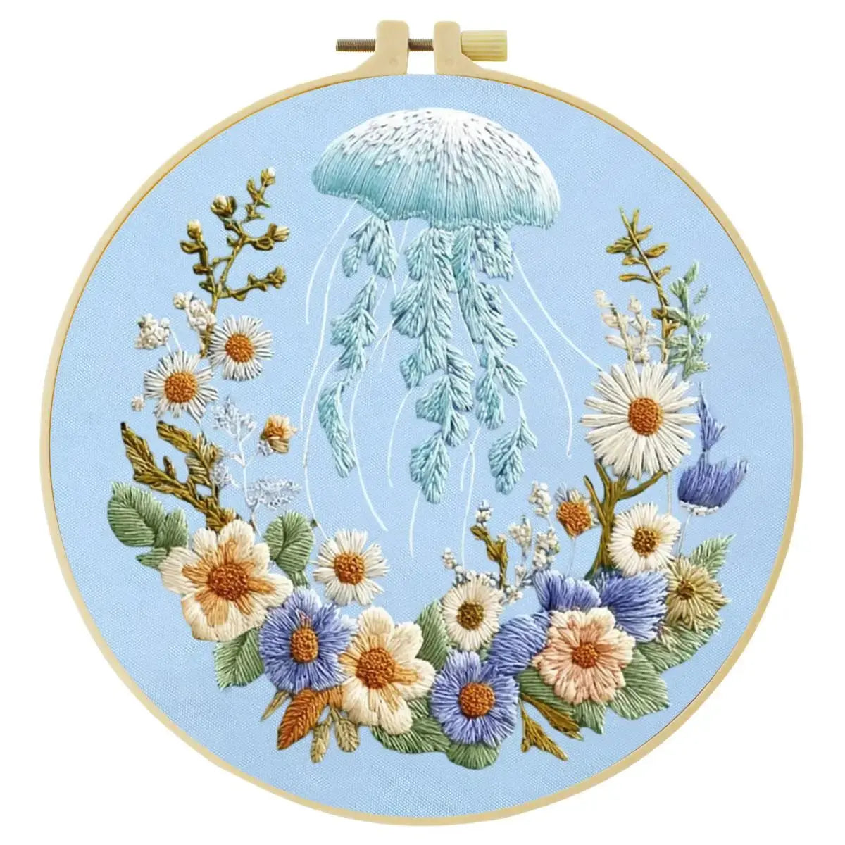 Moonlit Jellyfish Floral Embroidery Kit ๐๐ชผ๐ผ Kits For Stitchers