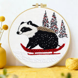 Badgers in the Snow Embroidery Starter Kit